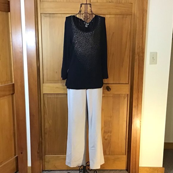 Carlisle ~ Beige Wide Leg Dress Pants - Picture 2 of 3